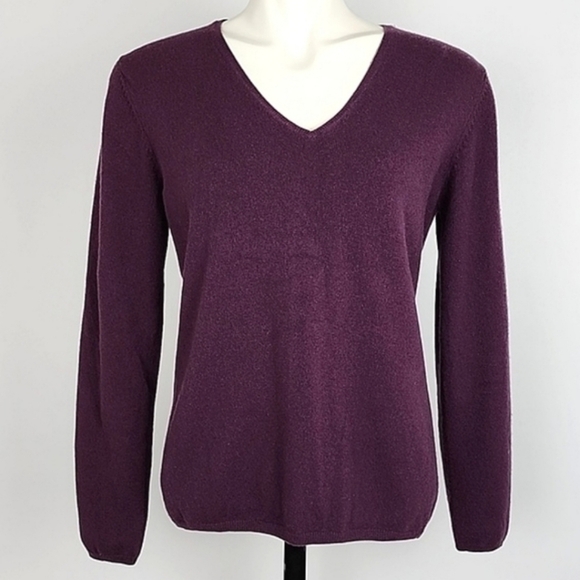 Kirkland Purple Cashmere V Neck Pullover Long Sleeves Top Sz Small/Medium - Picture 1 of 8